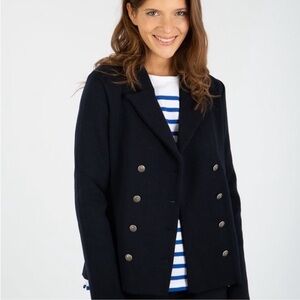 Brooks Brothers Petite Wool Blend Double Breasted Pea Coat Jacket Navy 10P